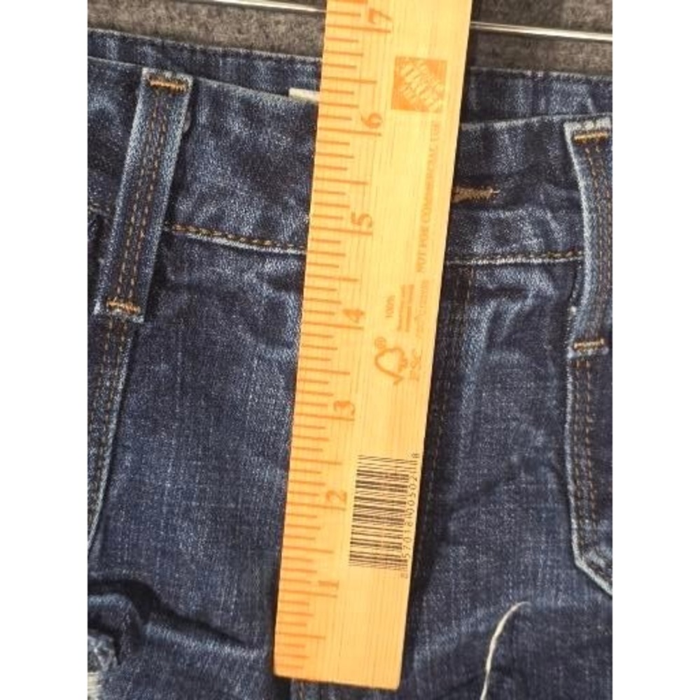 Levis 515 Distressed Denim Shorts Womens 8P Dark Wash Cut Off Raw‎ Hem Low Rise - Picture 5 of 11